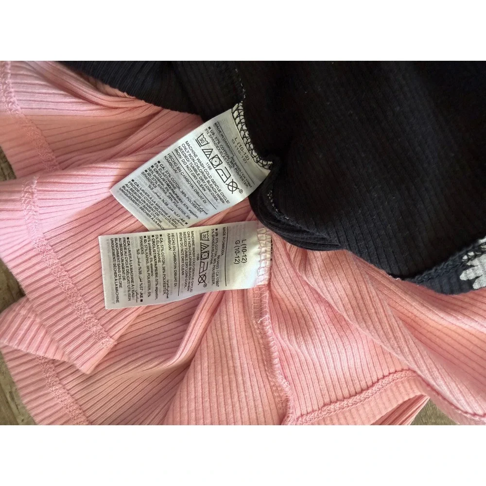 Old Navy Girls Ribbed Cami Dress Set 2pk Daisy Floral Pink Black Size L 10-12
